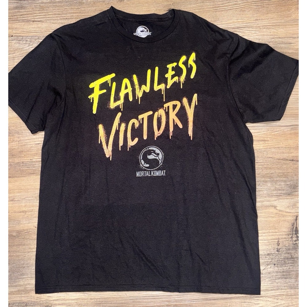 Mortal Kombat Flawless Victory Graphic T-Shirt Sz XL Black Gaming PlayStation MK